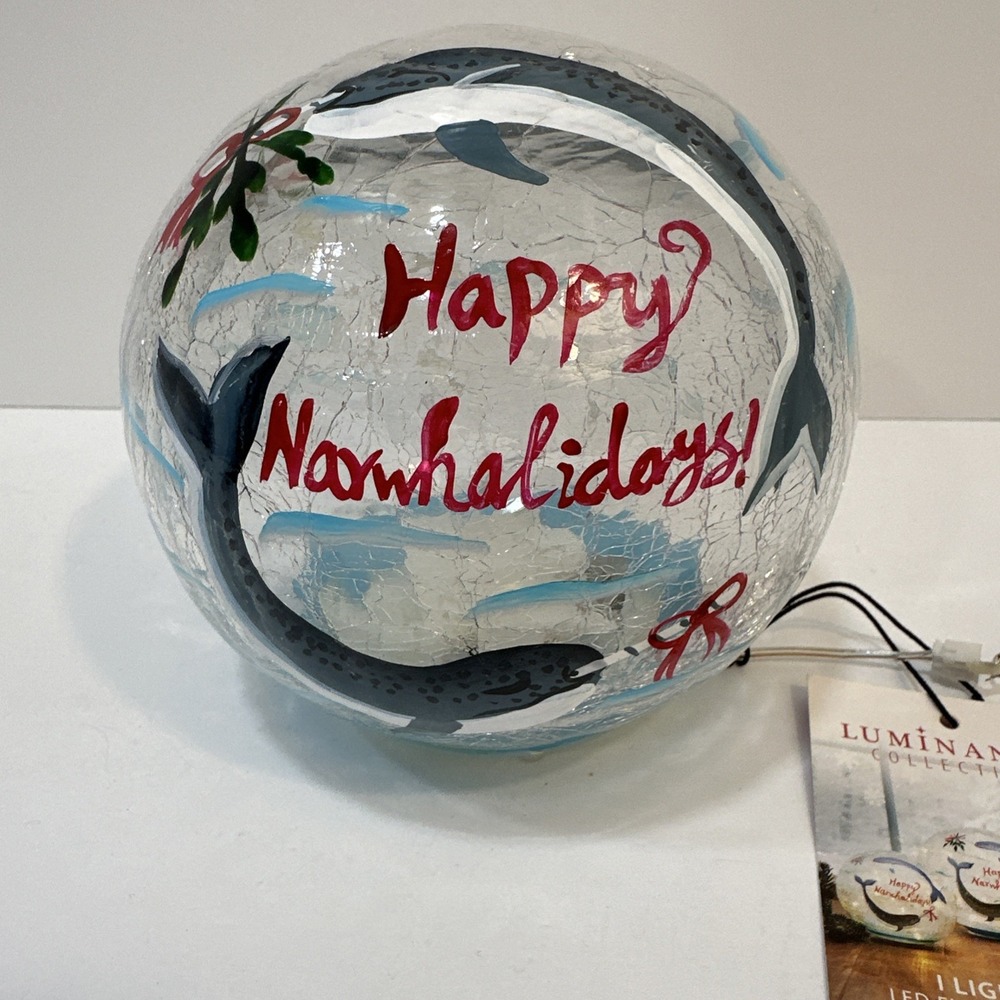 Luminance Collection Happy Narwhalidays Light Up Globe Christmas Arctic NWT - Picture 3 of 10